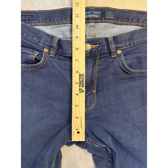 Patagonia Jeans Womens 31 Blue Slim Fit Mid Rise Dark Wash Stretch Denim Raw Hem - Picture 5 of 11
